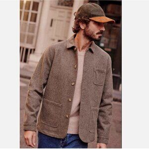 Octobre Editions 100% Wool Nelson Jacket Large Beige Shacket Shirt Chore Coat